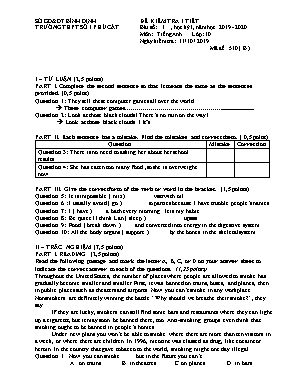 Đề kiểm tra 1 tiết môn Tiếng Anh Lớp 10 - Mã đề 510 (B) - Năm học 2019-2020 - Trường THPT số 1 Phù Cát